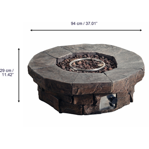 Round Stone Effect Low Gas Fire Pit - Brown by Teamson Home