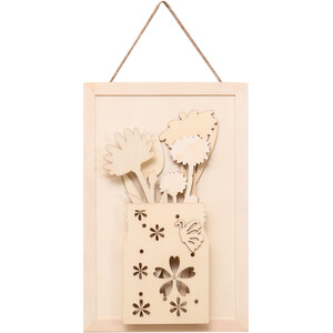 3D Vase and Flower Hanging Decoration - Natural