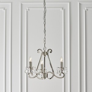 Oksana 3 Light Multi Arm Ceiling Pendant Chandelier Polished Nickel, E14