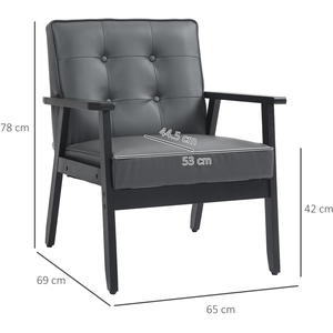 HOMCOM Wooden Frame Beech Armchair - Grey by HOMCOM