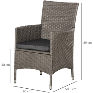 Outsunny 4PC Rattan Chair Patio Sofa Chairs Set - Grey / Metal Polyester Polyethylene by Outsunny