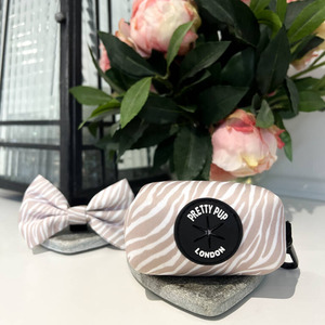 Pretty Pup London Beige Zebra Poo Bag Dispenser - Beige Brown by Pretty Pup London