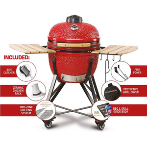 Kamado Bono Media 20'' Ceramic BBQ Grill in Red Colour - Red by KAMADO BONO