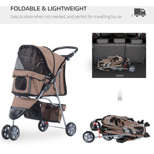 Pawhut Pet Travel Stroller - Brown by Pawhut