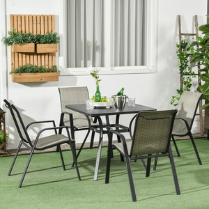 Outsunny Rattan Garden Chairs Set of 4, Stackable Outdoor Armchair by Outsunny