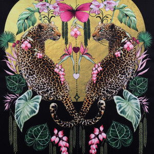 Summer Thornton Sunrise Leopards Cushion - Black by Summer Thornton