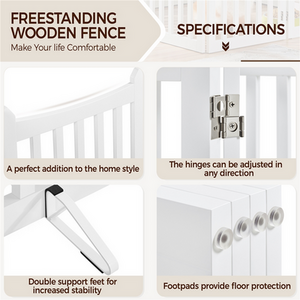 Yaheetech 4-Panel Foldable Wooden Dog Gate Pet Fence - White / 60.5cm by Yaheetech