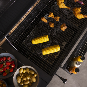 Deluxe Charcoal BBQ Grill with Chrome Steel Warming Rack - Black by Charles Bentley