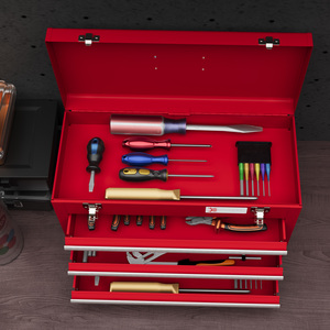 DURHAND Tool Chest Lockable Tool Box with Handle Latch - Red / 22cm / 32cm by DURHAND