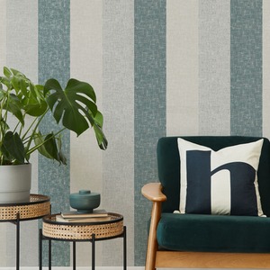 Superfresco Meadow Stripe Teal and Rose Gold Striped Wallpaper - Sage by Superfresco