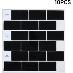 10Pcs Marble Effect Tile Stickers - Black by Livingandhome