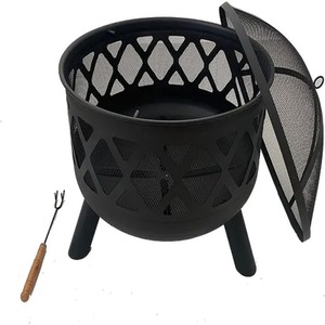 Fire Pit Bowl with Lid Outdoor - Black
