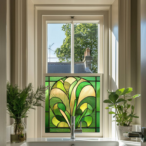 Igliano Art Deco Stained Glass Privacy Window Film by Creative Printing