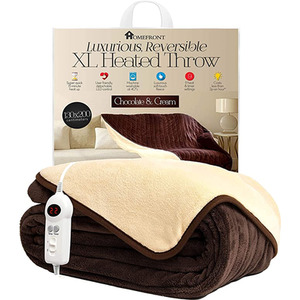 Homefront Electric Heated Throw Over Blanket in Chocolate and Cream - Chocolate & Cream by Homefront
