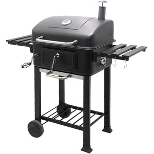 BBQ Smoker Grill Adjustable Coal Tray Thermometer - Black by House of Home