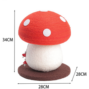 Sisal Mushroom Cat Scratching Post - Red by Livingandhome