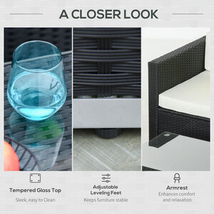 Outsunny 5 Pieces Rattan Sofa Set - Black by Outsunny