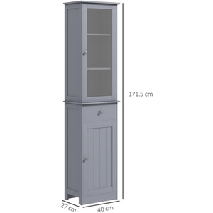 kleankin Restroom Tower with Multi-Tier Shelving - Grey by kleankin