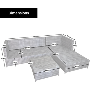 3PC 4 Seater Brown Rattan Garden Sofa Set and Glass Top Coffee Table - Brown by Samuel Alexander