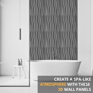 3D Wall Panels (50cm x 50cm) PVC Cladding Panel in Silver Waves Design by NOVECRAFTO