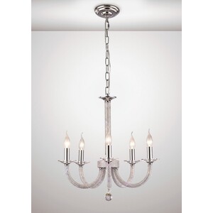 Elena Ceiling Pendant Chandelier 5 Light Polished Chrome, Crystal - Polished Chrome