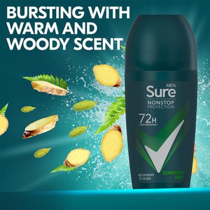 Sure Men Antiperspirant Deodorant Roll On 72H Nonstop, Quantum Dry - 50ml - 6 by Sure