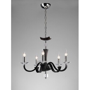 Nardini Ceiling Pendant Chandelier Chrome, Black Faux Leather, Crystal - Polished Chrome / 60cm