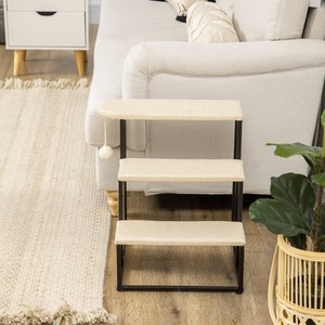 Cat Stairs for Sofa Pet Steps Sisal Scratching Board Hanging Ball - Cream by PawHut