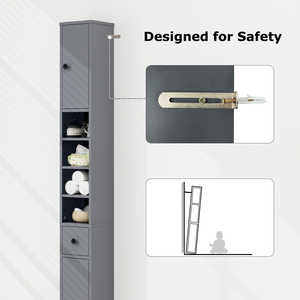 Freestanding Bathroom Cabinet - Grey by Costway