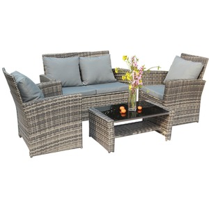 Rattan Garden Furniture Outdoor Set - Grey by BIRCHTREE