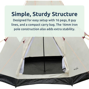 Teepee Camping Tent - Beige / White by Redcliffs