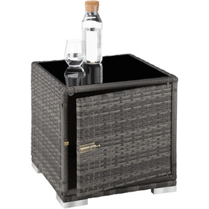 2 Rattan Sunloungers with Table and Protective Cover - Grey by tectake