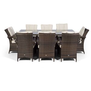 Arizona Square Rattan Patio Dining Set - Brown / 8 by Giardino