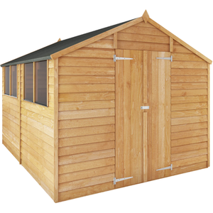 Waltons 10ft x 8ft Wooden Overlap Apex Roof Garden Storage Shed - Brown by Waltons