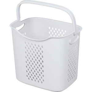 2 Tier Plastic Laundry Baskets with Hanging Rack and Wheels - White by lifeideas