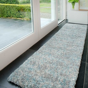 Duck Egg Blue Grey Mottled Shaggy Area Rug by The Rug House