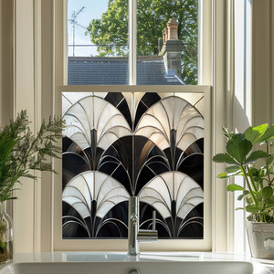 Acquaro Art Deco Stained Glass Privacy Window Film by Creative Printing Solutions