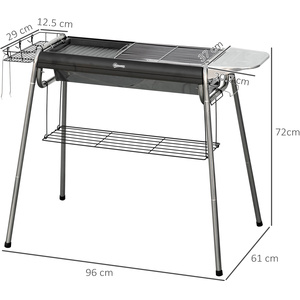 Outsunny Charcoal BBQ Grill Portable - Black by Outsunny