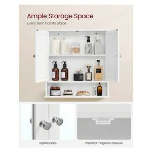 VASAGLE Bathroom Cabinet with Mirror, Wall Cabinet - White by VASAGLE