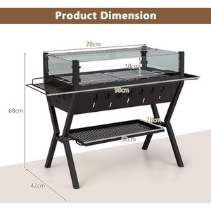 2 in 1 Outdoor Charcoal Fire Pit Grill - Black