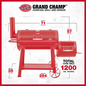 Char-Griller Grand-Champ Offset Smoker - Black by Char-Griller