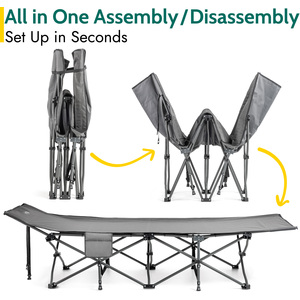 Lightweight Folding Camping Bed with Carry Bag - Grey by Trail