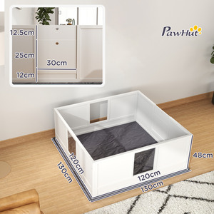 PawHut Dog Whelping Box with Whelping Pad Adjustable Entrance - White / 120cm by PawHut