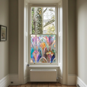 Inarzo Art Deco Stained Glass Privacy Window Film by Creative Printing