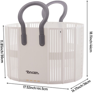 Laundry Basket Foldable Plastic with Handles - Grey by Livingandhome