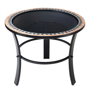 Powder Coated Steel Mosaic Fire Pit - Black