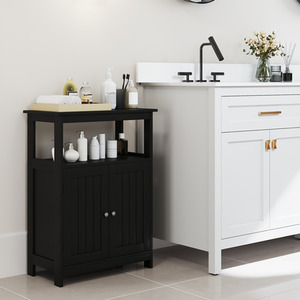 Bathroom Floor Cabinet Modern Storage Organizer - Black by Costway