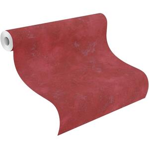 Textured Vinyl Wallpaper Distressed Plaster Effect Paste The Wall - Red by Rasch