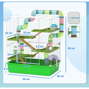 PawHut Large Pet House Cage with Tunnel Tube - Green by PawHut