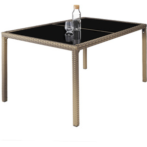 Rattan Garden Furniture Set 61 With Protective Cover - Nature/Dark Grey by tectake